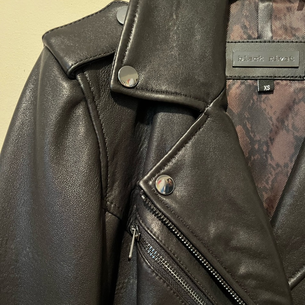 Black Rivet Leather Jacket - Picture 6 of 15